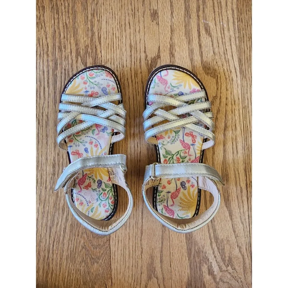 MINI BODEN Approx. Size 11 Gold Loop and Hook Strap Sandals GUC Spring Summer